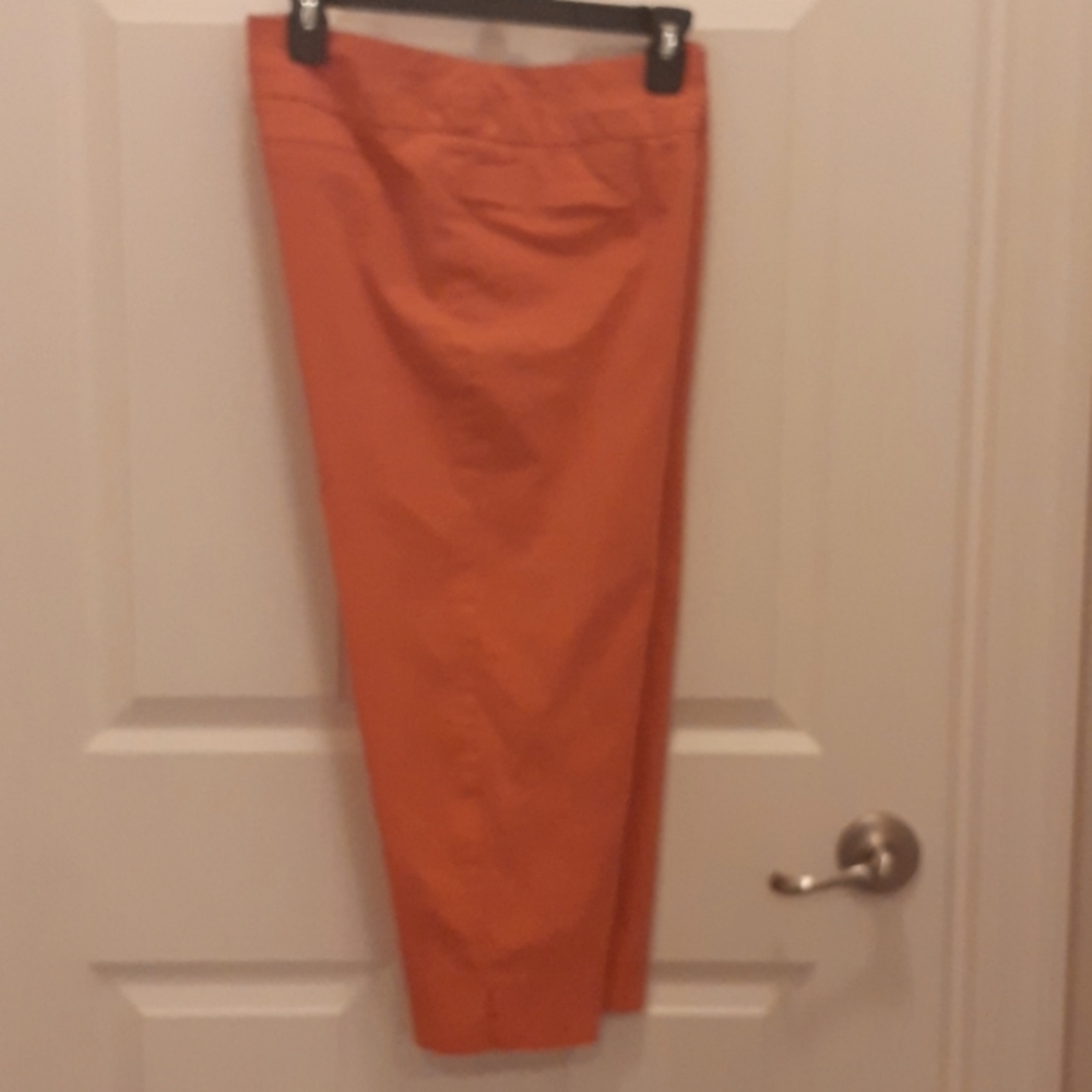 Bright Coral Crop Skinny Pants
